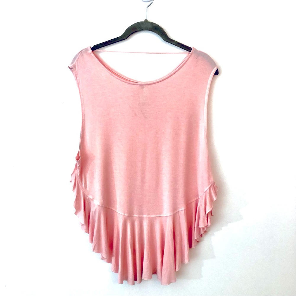 We The Free People Pink Sleeveless Tunic Ruffle Bottom Top Women's Small